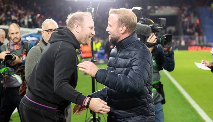 02 10 25 FC Basel VfB Stuttgart Switzerland, Basel, 02 10 2025, Football, UEFA Europa League, FC Basel VfB Stuttgart v l Ludovic Magnin Coach FC Basel , Sebastian Hoeneß Coach VfB Stuttgart