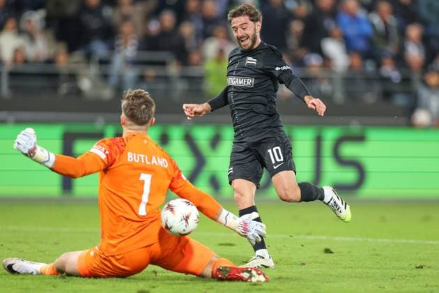 UEFA Europa League SK Sturm Graz vs Rangers FC, 02 10 2025 UEFA Europa League match between SK Sturm Graz and Rangers FC Excitement, emotion and soccer at the highest European level The picture shows goalscorer Otar Kiteishvili STU Copyright: xBEAUTIFULxSPORTS Rainerx