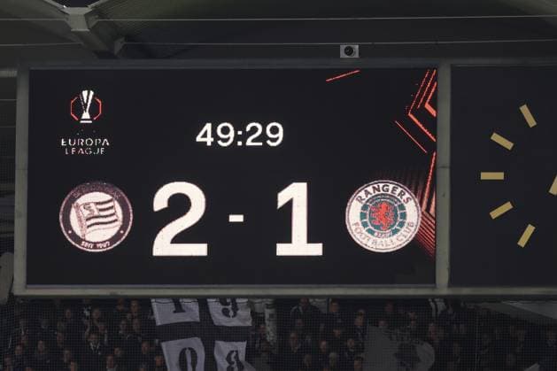 UEFA Europa League SK Sturm Graz vs Rangers FC, 02 10 2025 UEFA Europa League match between SK Sturm Graz and Rangers FC Excitement, emotion and soccer at the highest European level Picture shows scoreboard Copyright: xBEAUTIFULxSPORTS Rainerx