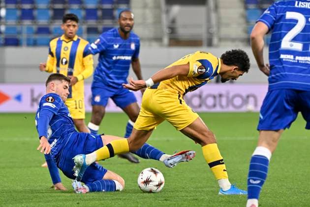 Serbia, Backa Topola, Serbia, 021025. City Stadium FK TSC. UEFA Europa League, match: GNK Dinamo - Maccabi Tel Aviv. In the photo: Moris Valincic, Roy Revivo. Photo: Damir Krajac CROPIX Zagreb Croatia Copyright: xxDamirxKrajacx dinamo_maccabi56-021025