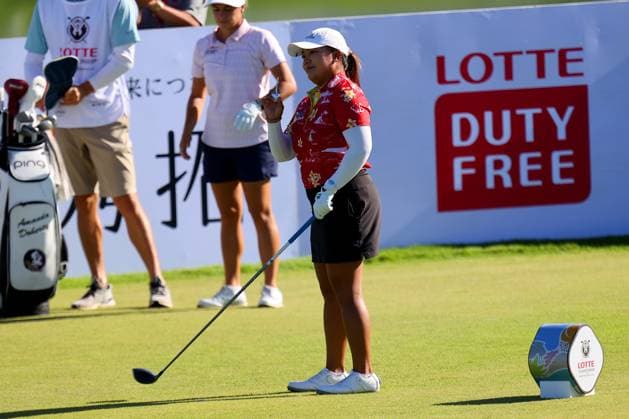 October 2, 2025 - Mariel Galdiano tees off during the second round of the 2025 LOTTE Championship Presented By Hoakalei at Hoakalei Country Club in Ewa Beach, HI - CSM Ewa Beach USA - ZUMAc04_ 20251002_zma_c04_027 Copyright: xAndrewxLeex