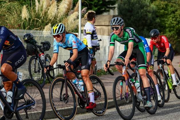 Belgium Dina Boels pictured in action during the 85,7 km Women U23 Road Race at the UEC road European cycling championships, France on Friday 03 October 2025. The European cycling championships Drome-Ardeche takes place from 1 to 5 October, France. DAVIDxPINTENS  x135962941x