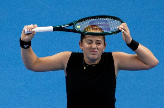 (251003) -- BEIJING, Oct. 3, 2025 -- Jelena Ostapenko react during the women s doubles quarterfinal match between Hsieh Su-Wei (Chinese Taipei) Jelena Ostapenko (Latvia) and Tereza Mihalikova (Slovakia) Olivia Nicholls (Britain) at 2025 China Open tennis tournament in Beijing, China, Oct. 3, 2025. ) (SP)CHINA-BEIJING-TENNIS-CHINA OPEN-WOMEN S DOUBLES-QUARTERFINAL (CN) HuxJingwen 