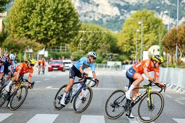 Belgium Lore De Schepper pictured in action during the 85,7 km Women U23 Road Race at the UEC road European cycling championships, France on Friday 03 October 2025. The European cycling championships Drome-Ardeche takes place from 1 to 5 October, France. DAVIDxPINTENS  x135965307x