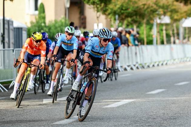 Belgium Emma Siegers pictured in action during the 85,7 km Women U23 Road Race at the UEC road European cycling championships, France on Friday 03 October 2025. The European cycling championships Drome-Ardeche takes place from 1 to 5 October, France. DAVIDxPINTENS  x135965316x
