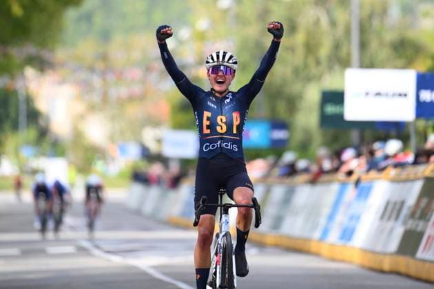 UEC 2025 Road European Championship, EM, Europameisterschaft Drome-Ardeche 03 10 2025 GUILHERAND-GRANGES, FRANCE - OCTOBER 03 : Paula BLASI CAIROL (Spain) wins during the Women U23 cycling road race of the 2025 UEC Road European Championship Drome-Ardeche 10th edition an UCI Continental Championships cycling race of 85.7 km with start in Guilherand-Granges and finish in Guilherand-Granges on October 3, 2025 in Guilherand-Granges, France, 03 10 2025 Guilherand-Granges France  Copyright: xVincentxKalutx