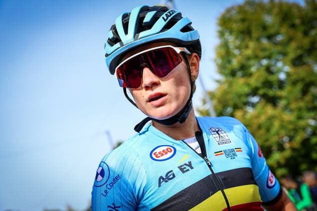 Belgium Tess Moerman pictured after the 85,7 km Women U23 Road Race at the UEC road European cycling championships, France on Friday 03 October 2025. The European cycling championships Drome-Ardeche takes place from 1 to 5 October, France. DAVIDxPINTENS  x135969041x