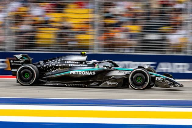 Formula 1 GP Singapore Friday, 03 10 2025 Andrea Kimi Antonelli 12, Mercedes AMG Petronas F1 Team Formula 1 GP Singapore Friday, 03 10 2025 Copyright: xBEAUTIFULxSPORTS Erlhofx
