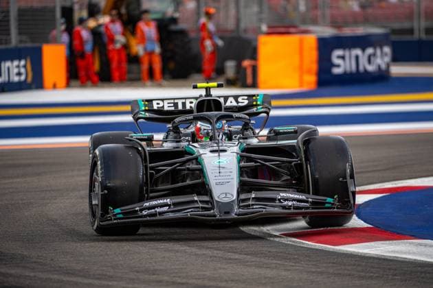 Formula 1 GP Singapore Friday, 03 10 2025 Andrea Kimi Antonelli 12, Mercedes AMG Petronas F1 Team Formula 1 GP Singapore Friday, 03 10 2025 Copyright: xBEAUTIFULxSPORTS Erlhofx