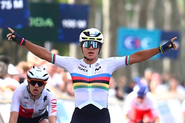 UEC 2025 Road European Championship, EM, Europameisterschaft Drome-Ardeche 03 10 2025 GUILHERAND-GRANGES, FRANCE - OCTOBER 03 : Ostiz Taco Paula (Spain) wins during the Women Junior cycling road race of the 2025 UEC Road European Championship Drome-Ardeche 10th edition an UCI Continental Championships cycling race of 62.9 km with start in Guilherand-Granges and finish in Guilherand-Granges on October 3, 2025 in Guilherand-Granges, France, 03 10 2025 Guilherand-Granges France  Copyright: xVincentxKalutx