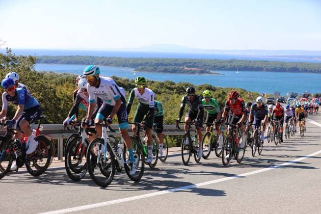 PXL_CroRace stage 4 CroRace cycling race Stage 4 from Krk to Labin pictured on Krk bridge, Croatia on 03. October. Stage four is 190 kilometers long.  GoranxKovacic PIXSELL