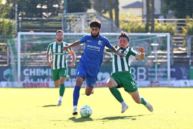 Soccer Regionalliga Nordost BSG Chemie Leipzig vs VSG Altglienicke Berlin 03 10 2025 Biyan Kizildemir 8, VSG Altglienicke vs Valon Aliji 14, Chemie Leipzig Soccer, Regionalliga Nordost, Season 2025 2026, 11 Matchday BSG Chemie Leipzig vs VSG Altglienicke on 03 10 2025 at Alfred Kunze Sportpark, Leipzig Leutzsch Copyright: xBEAUTIFULxSPORTS JanxKaeferx