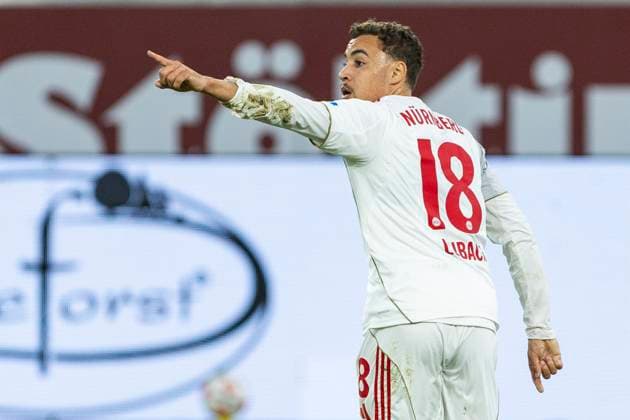 2 Soccer Bundesliga, Fortuna Düsseldorf 1 FC Nürnberg 03 10 2025 Rafael Lubach 1 FC Nürnberg, 18 cheers after his goal 2 Soccer Bundesliga, Fortuna Düsseldorf 1 FC Nürnberg, 8 Matchday, on 03 10 2025, Merkur Spiel Arena, Düsseldorf DFL regulations prohibit any use of photographs as image sequences and or quasi video Copyright: xBEAUTIFULxSPORTS Meuselx