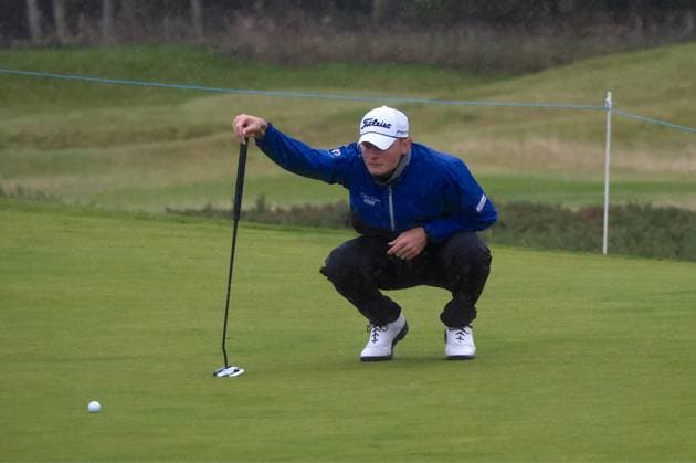 UK: The Alfred Dunhill Links Championship at Kingsbarns Golf Links, St Andrews, Scotland on 03 October 2025: Pictured: Jannik De Bruyn (Germany) on the 10th green during the second round of the Alfred Dunhill Links Championship 2025 at Kingsbarns St Andrews Kingsbarns Golf Links Scotland Copyright: xAlexxToddx