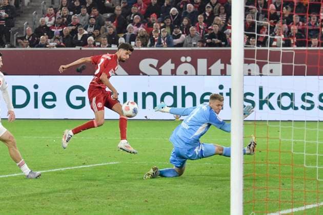 Anouar El Azzouzi Duesseldorf 8 scores the goal to 1 1 03 10 2025 Soccer Fortuna Duesseldorf vs 1 FC Nuernberg, Merkur Spiel Arena, Duesseldorf, DFB DFL REGULATIONS PROHIBIT ANY USE OF PHOTOGRAPHS AS IMAGE SEQUENCES AND OR QUASI VIDE Copyright: xpepphotox xSaschaxWeizx pep00321, pep_2025103_hm_19580