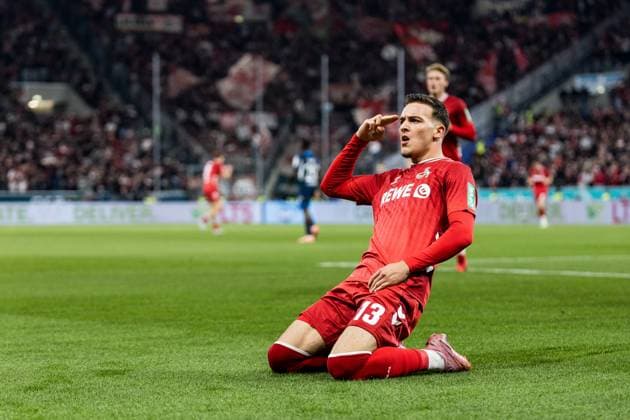 1 Soccer Bundesliga TSG 1899 Hoffenheim 1 FC Köln 03 10 2025 Cheering for 0 1 by Said El Mala 1 FC Köln, 13 , Goal, Goal celebration 1 Soccer Bundesliga, TSG 1899 Hoffenheim 1 FC Köln, Sinsheim, PREZERO Arena on 03 10 2025 DFL REGULATIONS PROHIBIT ANY USE OF PHOTOGRAPHS AS IMAGE SEQUENCES AND OR QUASI VIDEO Copyright: xBEAUTIFULxSPORTS Wunderlx