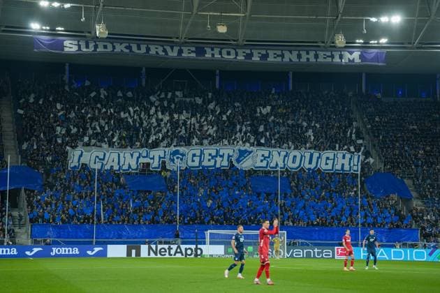 Soccer Bundesliga, Matchday 6, TSG Hoffenheim 1 FC Köln on 03 10 2025 in Sinsheim PreZero Arena , Germany, Season 2025 2026 DFL REGULATIONS PROHIBIT ANY USE OF PHOTOGRAPHS AS IMAGE SEQUENCES AND OR QUASI VIDEO Choreo of the home curve Sinsheim PreZero Arena Germany Copyright: xChristophxKinzingerx