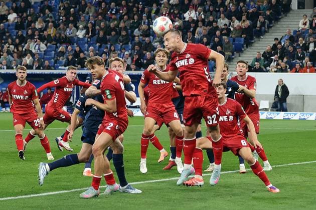 03 10 2025, xrekx, Soccer 1 Bundesliga, TSG 1899 Hoffenheim 1 FC Köln v l Kristoffer Lund 1 FC Koeln DFL DFB REGULATIONS PROHIBIT ANY USE OF PHOTOGRAPHS as IMAGE SEQUENCES and or QUASI VIDEO Sinsheim