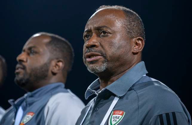 UNITED ARAB EMIRATES V SAUDI ARABIA ,FINAL U-17 GULF CUP QATAR 2025 Head Coach of United Arab Emirates Majed Salem Alzaabi, looks on prior to the Arab Gulf Cup Football Federation (AGCFF) U-17 Gulf Cup Qatar 2025 final football match between United Arab Emirates and Saudi Arabia at Grand Hamad Stadium in Doha, Qatar, on October 3, 2025. DOHA Qatar Copyright: xNOUSHADx