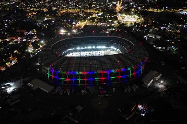 Launch of the FIFA World Cup, WM, Weltmeisterschaft, Fussball 2026 official match ball in Mexico City MEXICO CITY, MEXICO - OCTOBER 03: An aerial view of the Azteca Stadium during the launch of Trionda the FIFA World Cup 2026 official match ball, in Mexico City, Mexico on October 03, 2025. Daniel Cardenas Anadolu Mexico City Mexico. Editorial use only. Please get in touch for any other usage.  Copyright: x2025xAnadoluxDanielxCardenasx