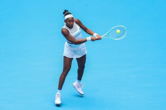 BEIJING, CHINA - OCTOBER 04: Coco Gauff of the United States returns a shot in the Women s Singles Semifinal match against Amanda Anisimova of the United States on day 13 of the 2025 China Open at the National Tennis Center on October 4, 2025 in Beijing, China.  Copyright: xVCGx 111595015873