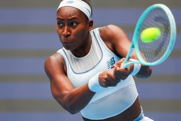 BEIJING, CHINA - OCTOBER 04: Coco Gauff of the United States returns a shot in the Women s Singles Semifinal match against Amanda Anisimova of the United States on day 13 of the 2025 China Open at the National Tennis Center on October 4, 2025 in Beijing, China.  Copyright: xVCGx 111595013910