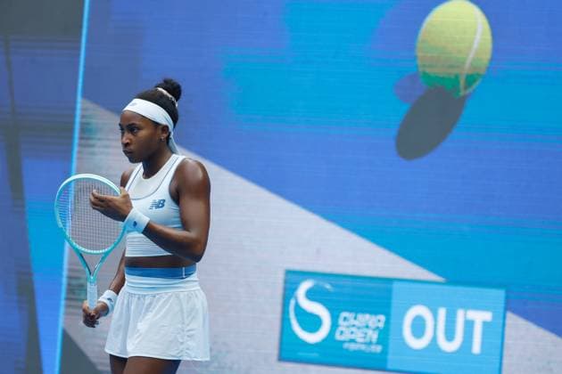 BEIJING, CHINA - OCTOBER 04: Coco Gauff of the United States reacts in the Women s Singles Semifinal match against Amanda Anisimova of the United States on day 13 of the 2025 China Open at the National Tennis Center on October 4, 2025 in Beijing, China.  Copyright: xChinaxNewsxServicex 111595031114