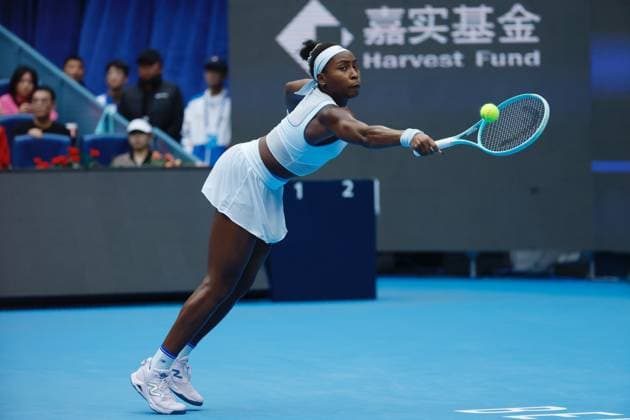 BEIJING, CHINA - OCTOBER 04: Coco Gauff of the United States returns a shot in the Women s Singles Semifinal match against Amanda Anisimova of the United States on day 13 of the 2025 China Open at the National Tennis Center on October 4, 2025 in Beijing, China.  Copyright: xChinaxNewsxServicex 111595033072