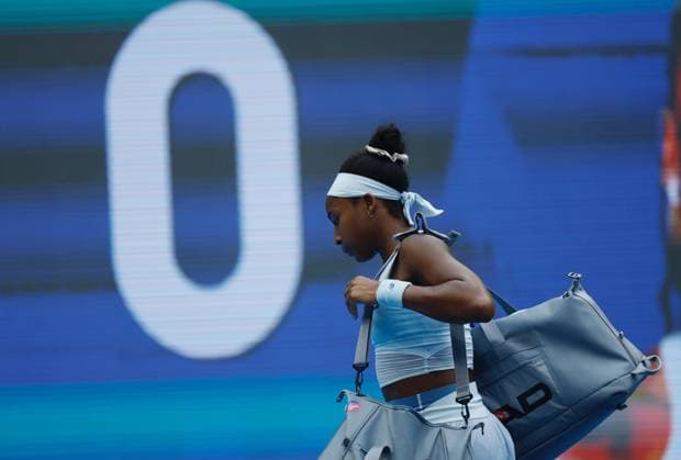 BEIJING, CHINA - OCTOBER 04: Coco Gauff of the United States leaves the court after the Women s Singles Semifinal match against Amanda Anisimova of the United States on day 13 of the 2025 China Open at the National Tennis Center on October 4, 2025 in Beijing, China.  Copyright: xChinaxNewsxServicex 111595033084