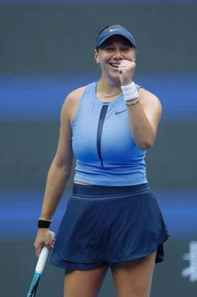 BEIJING, CHINA - OCTOBER 04: Amanda Anisimova of the United States celebrates victory after winning the Women s Singles Semifinal match against Coco Gauff of the United States on day 13 of the 2025 China Open at the National Tennis Center on October 4, 2025 in Beijing, China.  Copyright: xChinaxNewsxServicex 111595033086