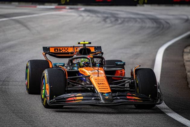 Formula 1 GP Singapore Saturday, 04 10 2025 Lando Norris 4, McLaren Formula 1 Team Formula 1 GP Singapore Saturday, 04 10 2025 Copyright: xBEAUTIFULxSPORTS Erlhofx