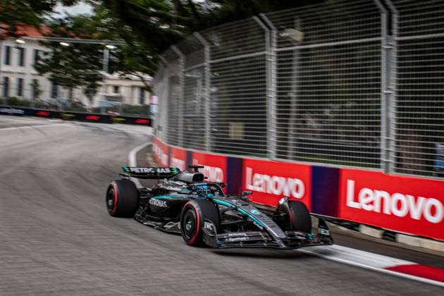 Formula 1 GP Singapore Saturday, 04 10 2025 George Russell 63, Mercedes AMG Petronas F1 Team Formula 1 GP Singapore Saturday, 04 10 2025 Copyright: xBEAUTIFULxSPORTS Erlhofx