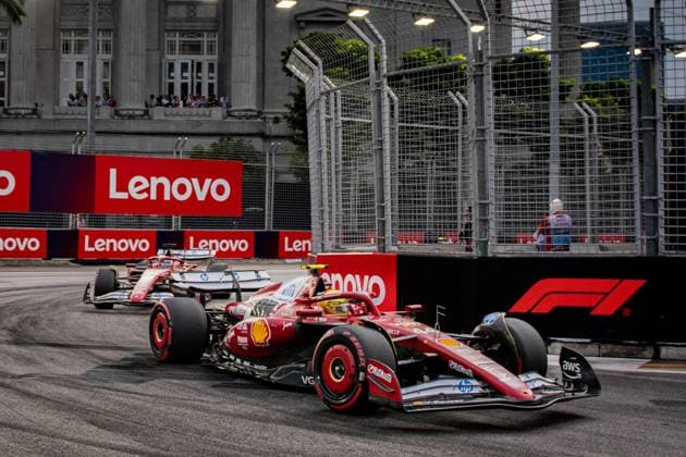 Formula 1 GP Singapore Saturday, 04 10 2025 Lewis Hamilton 44, Scuderia Ferrari and Charles Leclerc 16, Scuderia Ferrari Formula 1 GP Singapore Saturday, 04 10 2025 Copyright: xBEAUTIFULxSPORTS Erlhofx