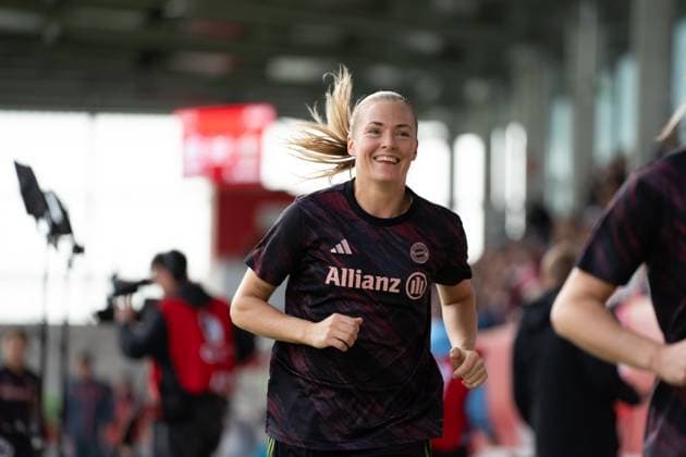 Magdalena Eriksson 5 FC Bayern at the Google Pixel Womens Bundesliga match FC Bayern Munich SV Werder Bremen on 04 10 2025 Munich FC Bayern Campus Bayern Germany