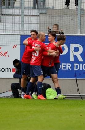 CFC vs FC Eilenburg 04 10 2025, Chemnitz, eins Stadion An der Gellertstrasse, Sport, Fußball, Regionalliga Nordost, Saison 2025 2026, 11 Spieltag, CFC, CFC vs FC Eilenburg Torjubel bei Eilenburg Chemnitz Sachsen BRD