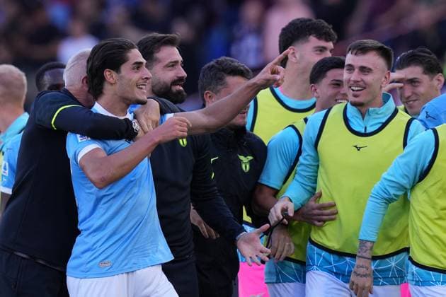 Lazio™s Matteo Cancellieri celebrates after scoring 2-1 during the Serie A EniLive soccer match between Lazio and Torino at the Rome s Olympic stadium, Italy - Saturday October 4, 2025 - Soccer ( Photo by Alfredo Falcone LaPresse )  Copyright: xAlfredoxFalcone LaPressex