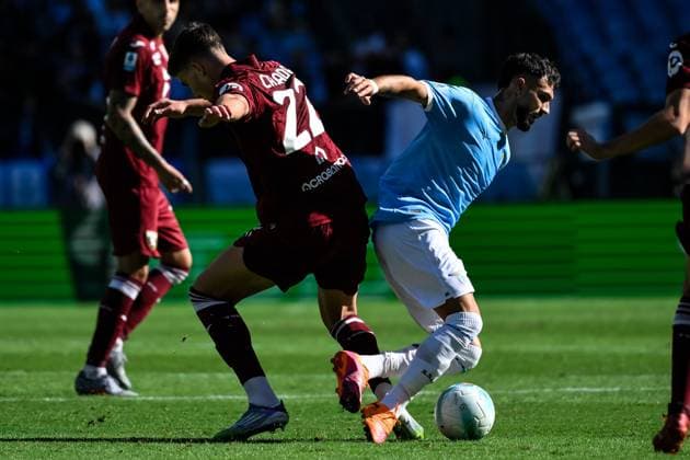 Cesare Casadei of Torino FC and Valentin Mariano Jose Castellanos Gimenez Taty of SS Lazio during the Serie A 2025 2026 football match between SS Lazio and Torino FC at Stadio Olimpico in Roma (Italy), October 4, 2025. andreaxstaccioli