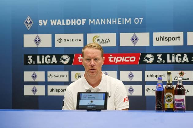 Timo Schultz head coach VfL Osnabrück at the press conference after the match Soccer 3 Liga, Matchday 10, SV Waldhof Mannheim vs VfL Osnabrück on 04 10 2025 in Mannheim Carl Benz Stadion , Germany Mannheim Carl Benz Stadion Germany Copyright: xFranzxReindelx