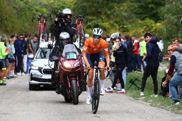 Netherlands Demi Vollering pictured in action during the 116,1 km road race of the Women Elite category at the UEC road European cycling championships, Saturday 04 October 2025, in Loriol-sur-Drome, France. The European cycling championships Drome-Ardeche takes place from 1 to 5 October. DAVIDxPINTENS  x136058328x