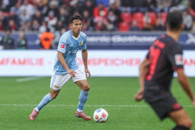 04 10 2025, Football, Season 2025 2026, 1 Bundesliga, Matchday 6, Bayer Leverkusen FC Union Berlin, Woo yeong Jeong Union Berlin Leverkusen BayArena NRW Germany xRHR FOTOx Copyright: RHR-FOTOx RHR-FOTO