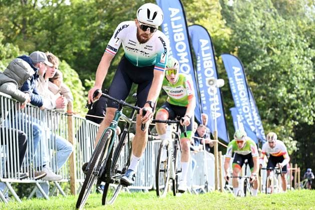 Dutch Joris Nieuwenhuis pictured in action during the men s elite race of the Exact Cross, stage 1 (out of 7) in the Exact Cross cyclocross competition, in Meulebeke, on Saturday 04 October 2025. MAARTENxSTRAETEMANS  x136060743x