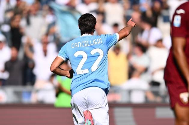 SS Lazio v Torino FC - Serie A Matteo Cancellieri of S.S. Lazio celebrates after scoring the goal to make it 1-1 during the 6th day of the Serie A Championship between S.S. Lazio and Torino F.C. at the Olympic Stadium in Rome, Italy, on October 4, 2025. Rome Italy Italy  Copyright: xDomenicoxCippitellix originalFilename:cippitelli-sslaziov251004_npfTV.jpg