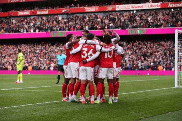 4th October 2025; Emirates Stadium, London, England; Premier League Football, Arsenal versus West Ham United; Declan Rice of Arsenal celebrates his goal in the 38th minute for 1-0  KatiexChan