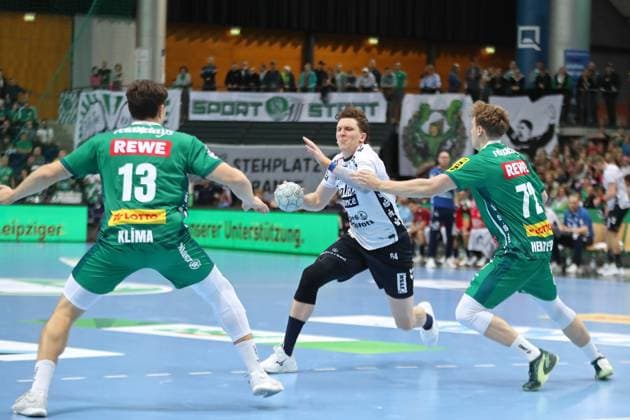 Handball DAIKIN HBL SC DHfK Leipzig SG Flensburg Handewitt 04 10 2025 Lasse Möller 64, SG Flensburg Handewitt Handball, DAIKIN HBL, 1 Bundesliga, Season 2025 2026, Matchday 7 SC DHfK Leipzig vs SG Flensburg Handewitt on 04 10 2025 at Quarterback Immobilien Arena Leipzig Copyright: xBEAUTIFULxSPORTS JanxKaeferx