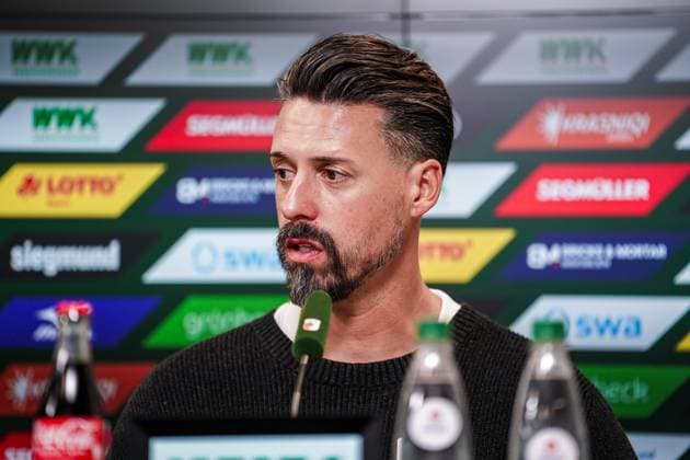 1 Bundesliga 2025 2026 6 Matchday 04 10 2025 FC Augsburg vs VfL Wolfsburg WWK Arena Augsburg, Germany Press conference with coach Sandro Wagner FC Augsburg Copyright: xLukaxKolanovicx