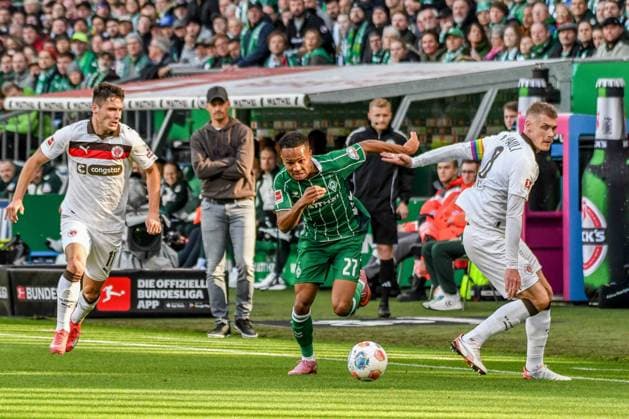 Arkadiusz Pyrka Eric Smith Pauli 27 Felix Agu Bremen Germany , Bremen , Weserstadion , Football , 1 Bundesliga , SV Werder Bremen FC St Pauli