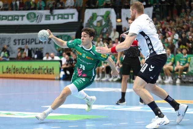 Handball DAIKIN HBL SC DHfK Leipzig SG Flensburg Handewitt 04 10 2025 Matej Klima 13, SC DHfK Leipzig Handball, DAIKIN HBL, 1 Bundesliga, Season 2025 2026, Matchday 7 SC DHfK Leipzig vs SG Flensburg Handewitt on 04 10 2025 at Quarterback Immobilien Arena Leipzig Copyright: xBEAUTIFULxSPORTS JanxKaeferx