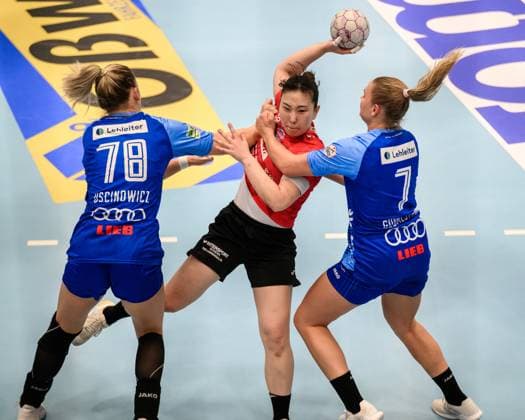 Paulina, Uscinowicz RL, Sport Union Neckarsulm, 78 , Natsuki, Aizawa Rueckraum, Thueringer HC, 23 , Angunn, Gudmestad RL, Sport Union Neckarsulm, 7 GER, Thuringia, Thueringer HC vs Sport Union Neckarsulm, Alsco Handball Bundesliga Frauen, 1 Handball Bundesliga Women, Handball, Matchday 4, Season 2025 2026, 04 10 2025 GER, Thuringia, Thueringer HC vs Sport Union Neckarsulm, Alsco Handball Bundesliga Women, 1 Handball Bundesliga Women, Handball, Matchday 4, Season 2025 2026, 04 10 2025 Bad Langensalza Copyright: xEibner-Pressefoto MartinxHerbstx EP_MHT