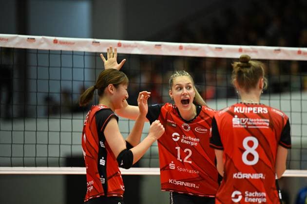 Mette Pfeffer Dresdner SC, 12 Dresdner SC vs SSC Palmberg Schwerin, WT Energiesysteme Supercup, Volleyball Bundesliga Damen, Spielzeit 2025 2026, 04 10 2025 Dresdner SC vs SSC Palmberg Schwerin, WT Energiesysteme Supercup, Volleyball Bundesliga Damen, Spielzeit 2025 2026, 04 10 2025 Dresden Copyright: xEibner-Pressefoto xHoepnerx EP_PHR