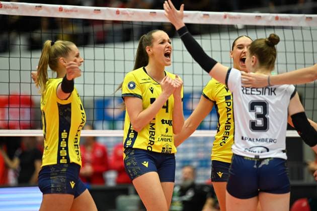 Marije Ten Brinke SSC Palmberg Schwerin, 4 Dresdner SC vs SSC Palmberg Schwerin, WT Energiesysteme Supercup, Volleyball Bundesliga Damen, Spielzeit 2025 2026, 04 10 2025 Dresdner SC vs SSC Palmberg Schwerin, WT Energiesysteme Supercup, Volleyball Bundesliga Damen, Spielzeit 2025 2026, 04 10 2025 Dresden Copyright: xEibner-Pressefoto xHoepnerx EP_PHR